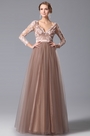 V Neck Long Sleeves Graduation Dress Prom Gown