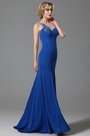 Elegant Blau Stickerei Applikation Abendkleid Ballkleid Formal Kleid