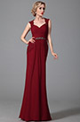 Elegant Ärmellos V Ausschnitt Rot Formal Abendkleid