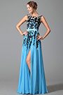 Fabulous Sleeveless Slit Evening Gown With Lace Applique