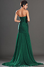 Stunning Green High Slit Strapless Evening Dress Black Handbag Set
