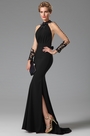 Чёрная Вечернее Платье с Бантом Разрез на Юбке