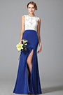 Elegant Sleeveless High Slit Blue Evening Dress Formal Gown