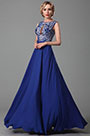 Stilvoll A Line Pailletten Blau Abendkeid Ballkleid
