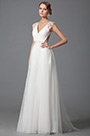 Simple V Cut Lace Beach Embroidery Wedding Gown Bridal Dress