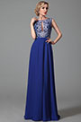 Stilvoll A Line Pailletten Blau Abendkeid Ballkleid
