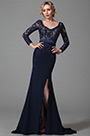 Long Sleeves Slit Mother of the Bride Dress