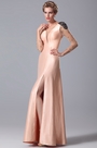 Gorgeous High Slit Peach Mother of the Bride Gown