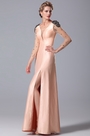 Gorgeous High Slit Peach Mother of the Bride Gown