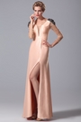 Gorgeous High Slit Peach Mother of the Bride Gown