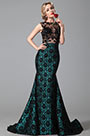 Sleeveless Black Lace Floral Skirt Evening Gown