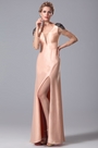 Gorgeous High Slit Peach Mother of the Bride Gown