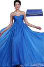 Strapless Blue Evening Dress Blue Handbag Set