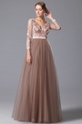 V Neck Long Sleeves Graduation Dress Prom Gown