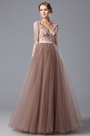 V Neck Long Sleeves Graduation Dress Prom Gown