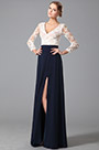 Lange Ärmel V Ausschnitt Hohe Schlitz AbendKleid Formal