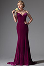 Elegant Off Shoulder V Neck Fuchsia Evening Dress Formal Gown