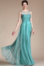 Adorable Turquoise Round Neckline Evening Gown Blue Handbag Set