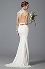 White Trumpet Long Sleeve Evening Dress Wedding Gown