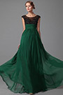 Robe de soirée longue verte plissée taille empire