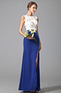 Elegant Sleeveless High Slit Blue Evening Dress Formal Gown