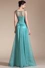 Adorable Turquoise Round Neckline Evening Gown Blue Handbag Set