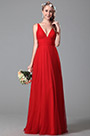 Stunning Red Bridesmaid Dress With V Cuts