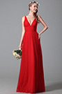 Stunning Red Bridesmaid Dress With V Cuts