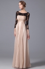 Elegant Empire Waist Evening Gown With Lace Sleeves