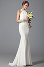 White Trumpet Long Sleeve Evening Dress Wedding Gown