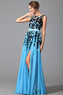 Fabulous Sleeveless Slit Evening Gown With Lace Applique