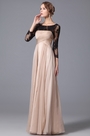 Elegant Empire Waist Evening Gown With Lace Sleeves
