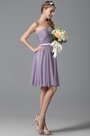 Schmeichelhaft Trägerlos Kurz Lila Brautjungfernkleid