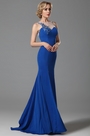 Elegant Blau Stickerei Applikation Abendkleid Ballkleid Formal Kleid