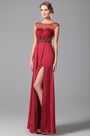 Stylish Pleated Bodice Sheer Overlay Gown With Side Slit