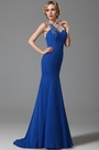 Elegant Blau Stickerei Applikation Abendkleid Ballkleid Formal Kleid