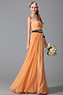 Robe demoiselle d'honneur orange A-line fendue sans bretelle