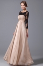 Elegant Empire Waist Evening Gown With Lace Sleeves