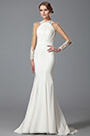 White Trumpet Long Sleeve Evening Dress Wedding Gown