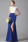 Elegant Sleeveless High Slit Blue Evening Dress Formal Gown