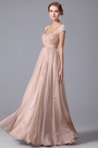 A Line Evening Dress With Lace Cap Sleeves