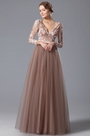V Neck Long Sleeves Graduation Dress Prom Gown