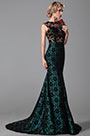 Sleeveless Black Lace Floral Skirt Evening Gown