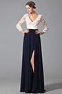 Lange Ärmel V Ausschnitt Hohe Schlitz AbendKleid Formal