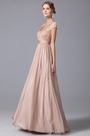 A Line Evening Dress With Lace Cap Sleeves