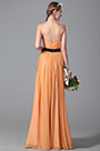 Robe demoiselle d'honneur orange A-line fendue sans bretelle