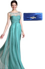 Adorable Turquoise Round Neckline Evening Gown Blue Handbag Set