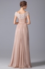 A Line Evening Dress With Lace Cap Sleeves