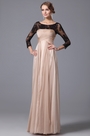 Elegant Empire Waist Evening Gown With Lace Sleeves