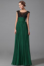 Robe de soirée longue verte plissée taille empire